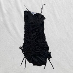 Almost Famous Black bodycon ruched bow mini dress